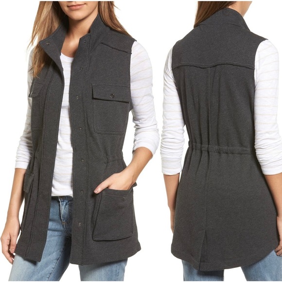Caslon Nordstrom Women’s Charcoal Grey Utility Vest Size XS Extra Small - Picture 1 of 9